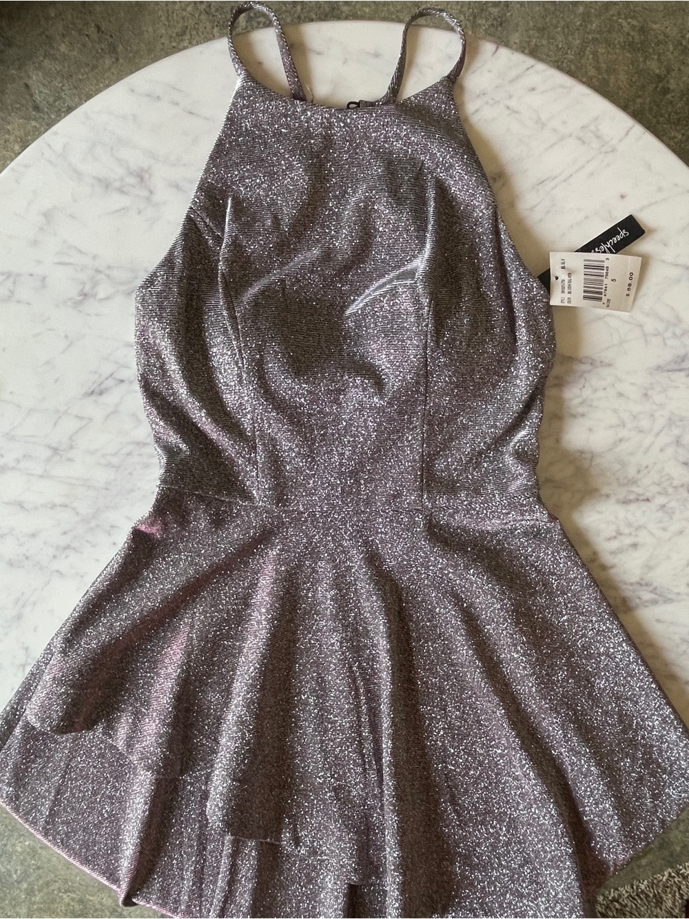 Speechless Glittery Pink-Silver Halter Party Dress